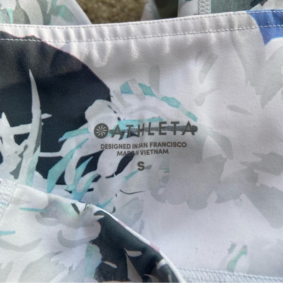 Athleta White Floral Multicolor Print with Pockets crop active workout leggings - Picture 7 of 7